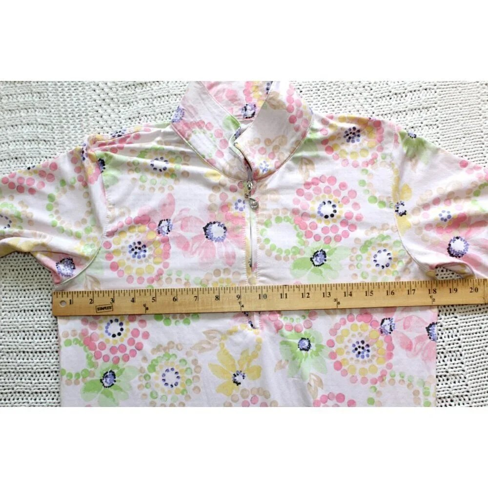 SANSOLEIL Sol style Cool Zip Mock Pink & Green Floral Golf Dress Size Small